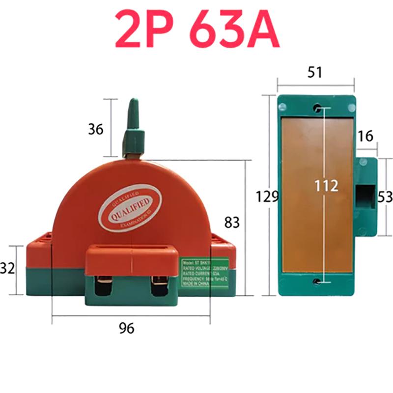 2-poliger Doppelschalter-Trennschalter 32A 63A 100A Dpdt Messertrennschalter Sicherheits-Trennschalter Leistungstrennschalter