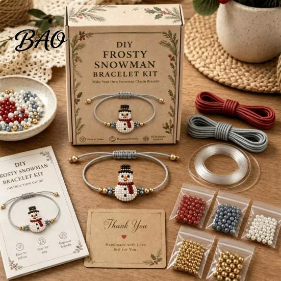 Beads for Jewelry Making DIY Christmas Beaded Bracelet Kit, Holiday Handmade Craft Supplies, Xmas Beading Sets Kids Bead Kit Adults, Kids, Family