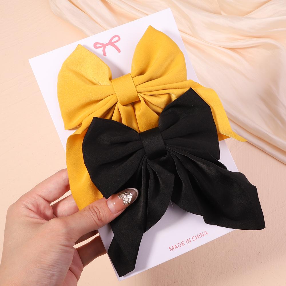 2Pcs/set Sweet Solid Bowknot Hair Clips for Women Girls Print Bows Hairpins Barrettes Duckbill Clip Headwear Hair Accessories