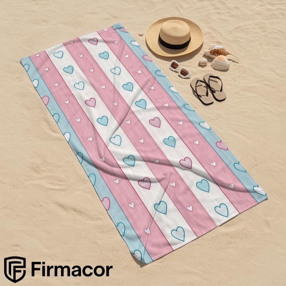 Vertical Stripe Hearts Cartoon Anime Beach Towel Microfiber Quick Dry Super Absorbent Soft Bath Towel for Kids Adults Travel