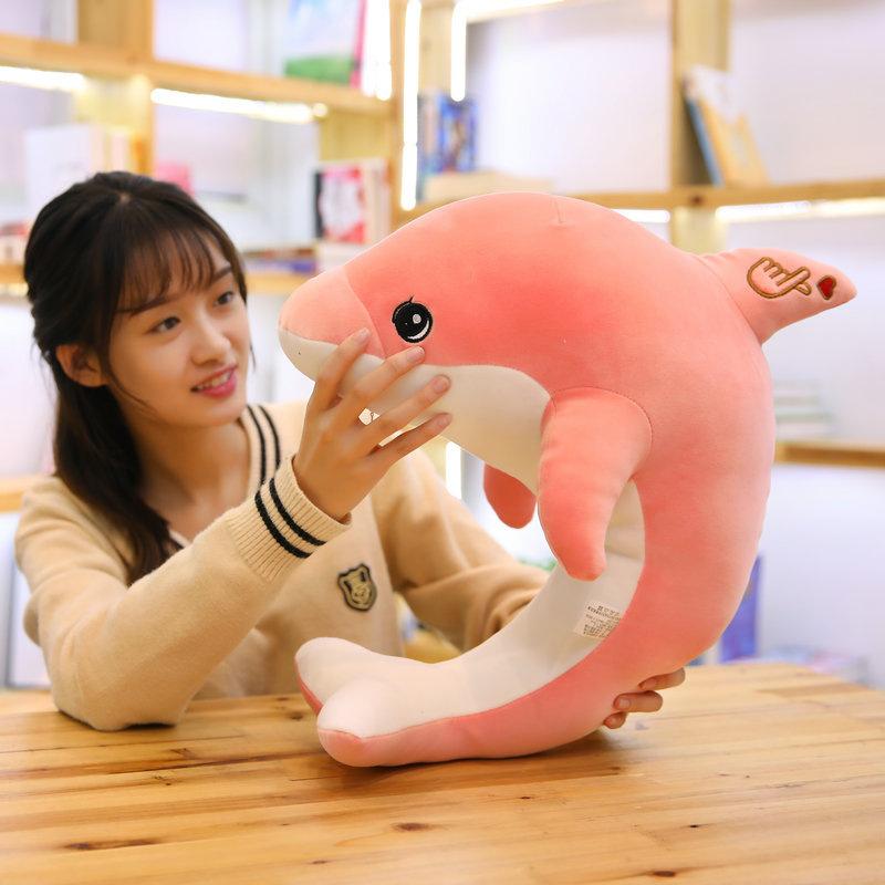 Down Cotton, Marine Life, Plush Toy, Dolphin Throw Pillow, Girl Sleeping, Holding Rag Doll, Christmas Gift