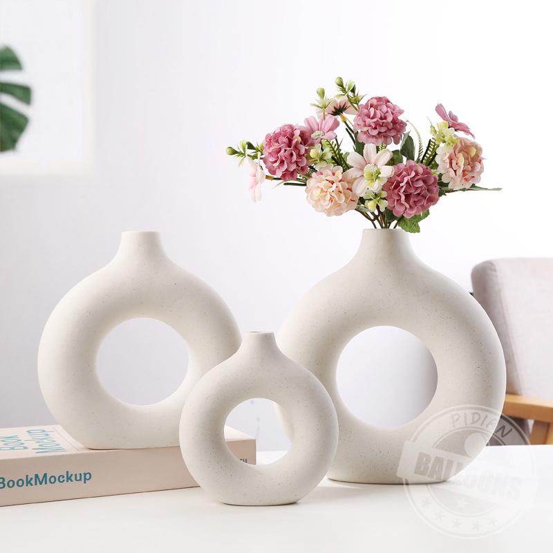 NEW Circle Ceramic Vase Minimalist Decoration Creative and Minimalist Living Room Bedroom Home Tabletop Vase Ceramic Decoration