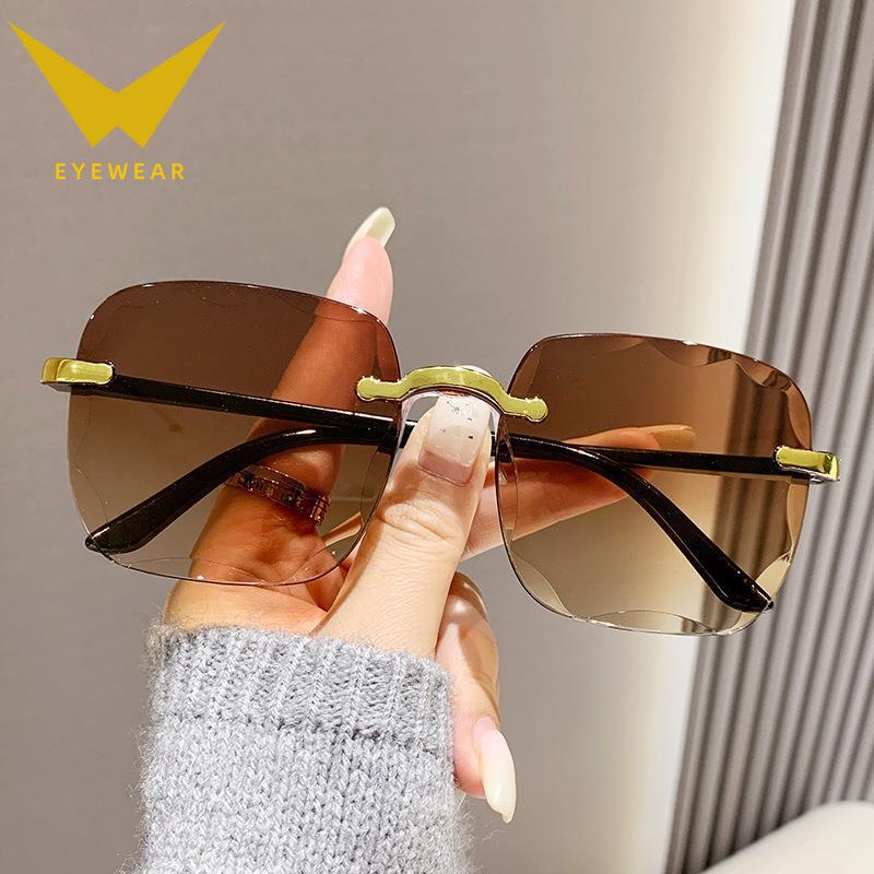 Frameless Trimmed Sunglasses Trendy Sunglasses Women'S I Uv Protection Sunglasses