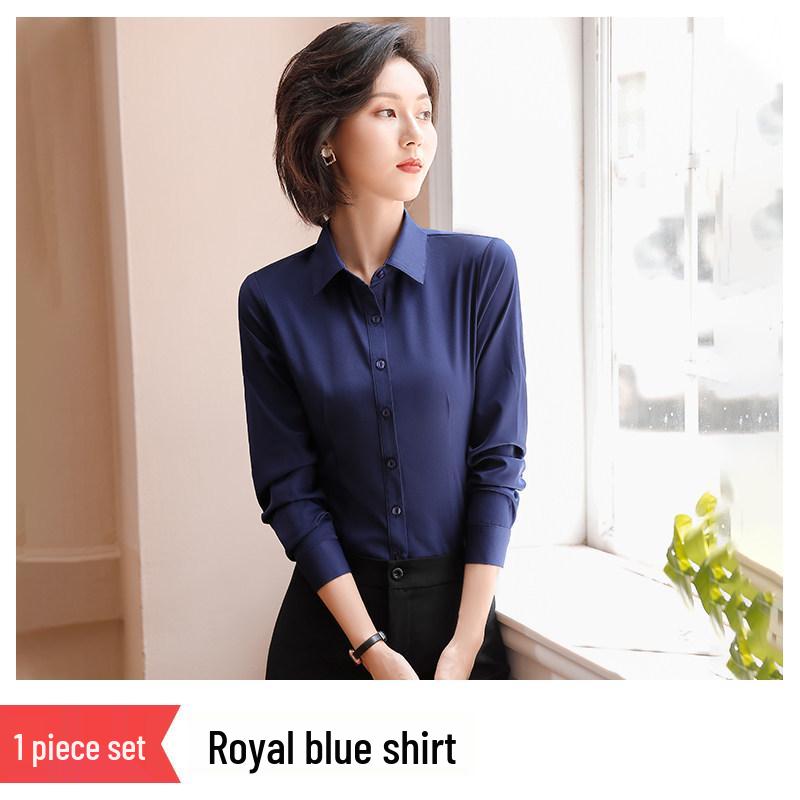 2025 Women's Non-Iron Long-Sleeve Slim Fit Business Shirt - Autumn Professional Micro-Elastic Workwear