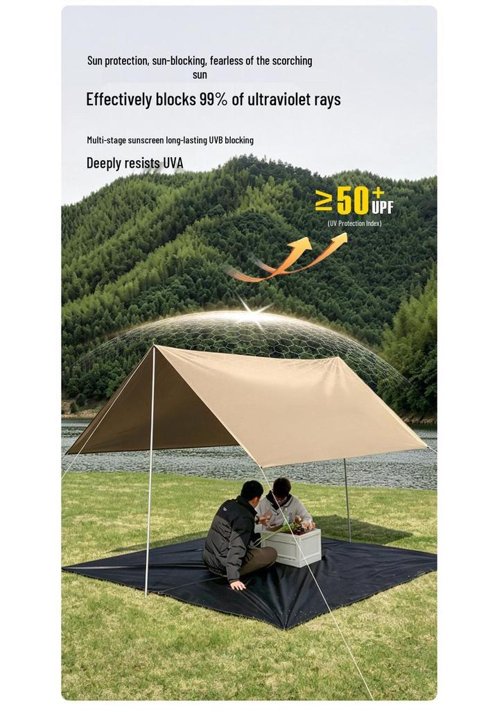 Portable Multi-Person Gazebo with Wind, Rain, and Sun Protection Canopy and Ground Mat