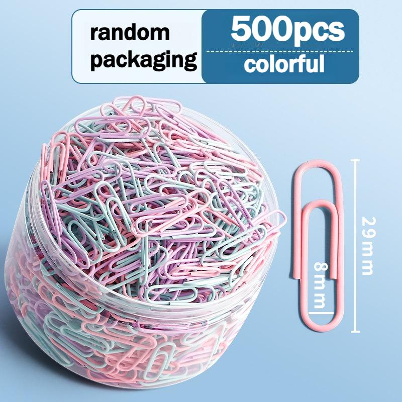 500pcs Morandi 29mm Colored Stainless Steel Paperclips - Office Stationery with Storage Box Suitable for Documents and Bookmarks