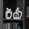 Abstract Couple Statue, Minimalist Couples Bedroom Decor, White Hugging Lovers Sculptures Modern Home Office Decor Accents for Nightstand & Dresser,