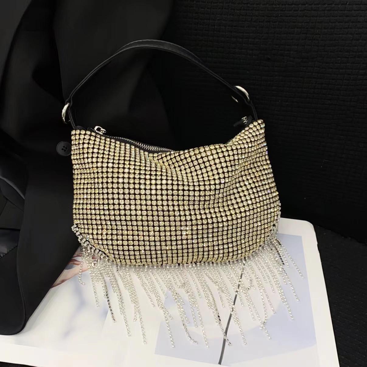 

Женская сумка с серебряными кристаллами и верхней ручкой, роскошная дизайнерская сумка