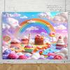 Doughnut Candy Birthday Party Background Banner - Large Cloth Decoration for Sweet Cartoon Scenery Photo Props
