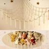Boho Tassel Toy Hammock Wall Corner Hanging Storage Net Durable Cotton Woven Organizer for Kids Room Nursery Home Decor