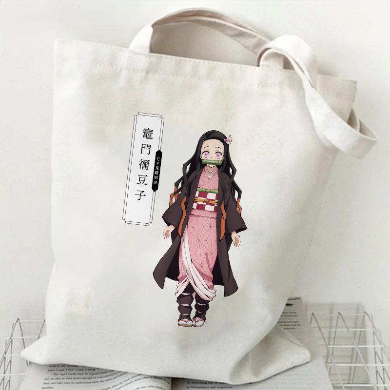 Japan cartoon comics Nezuko Kamado Demon Slayer Printed Canvas Bag Student Shoulder Bag Tote Bag 7550