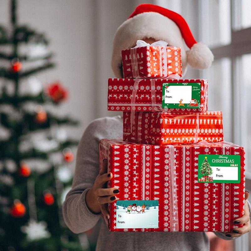 10 Sheets Christmas Tags Multiple Design Gift Sticker Name Tag With Santa Snowman Xmas Tree Reindeer Holiday Decoration Tag