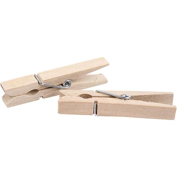 Klädnypor i ljust trä med spiralmetallfjäder. Ref 564550