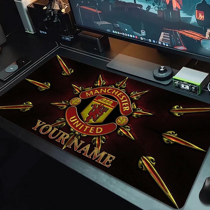 Manchester United F Custom Name Large Size Mouse Pad Large Gaming Table Cushion Non-slip Laptop Tablet Big Mousepad XXL Mat Mini PC Playmat With Lock