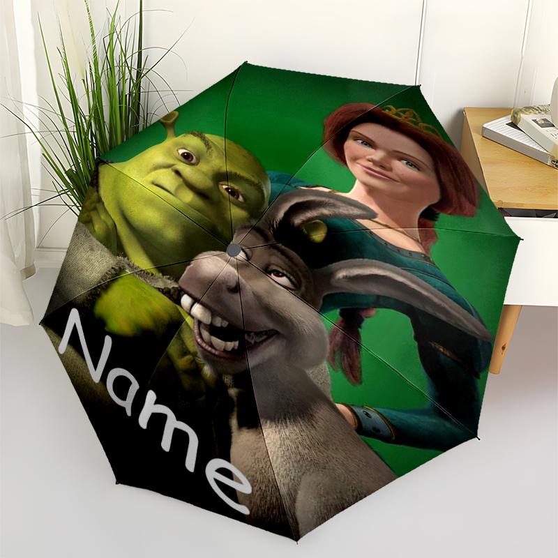 Custom Name Shrek Theme Automatic Umbrella, Lightweight & Portable, 8 Rib, Perfect for Outdoor Travel, Birthdays, Christmas, Gifts.