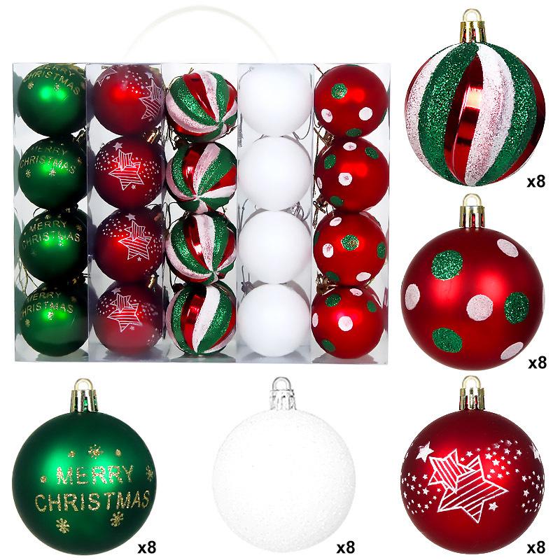 Cross-border Christmas Ornament Set: 40 Decorative 6CM Painted and Plated Plastic Balls.