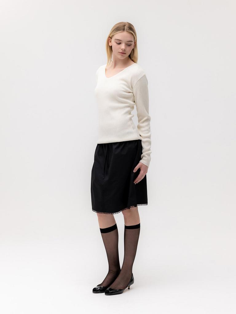 GLOWNY G Classic Rib V-Neck Knit (Oatmeal)