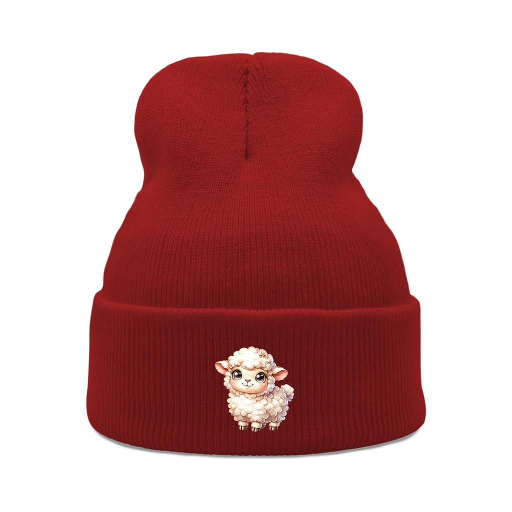 Unisex Winter Hats Knitted Hat Beanie Cute Sheep Print Woman Cap Simple Cancer Chemo Knit Cap Beanie Perfect For Mountaineering