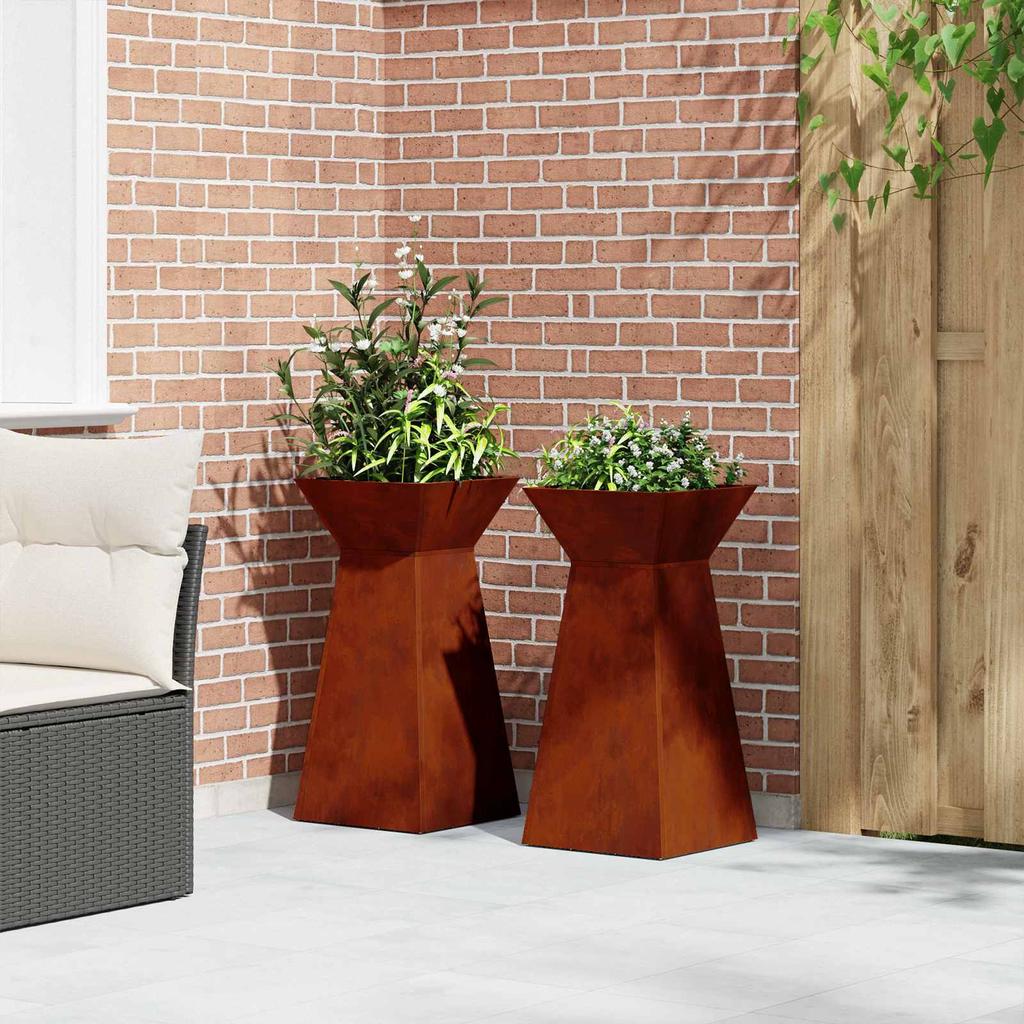 Column Planter 2 Pcs Silver 35 X 35 X 73 Cm