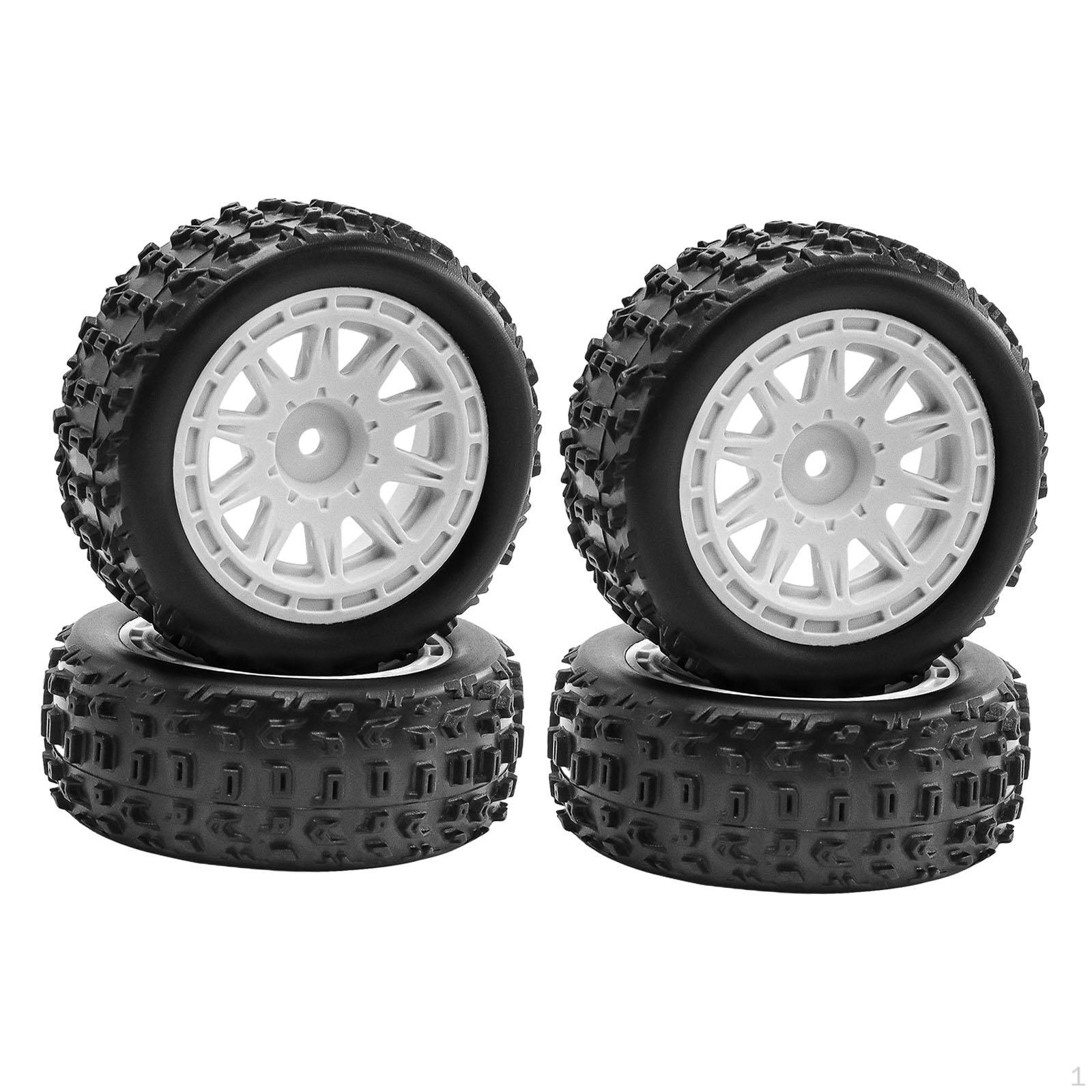 

4 Pieces 1/18 RC Car Wheels and Tires Accessories High Performance Easy to Install Sturdy Portable білий