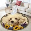 Poodle Round Area Rug,Carpet Rug for Living Room Bedroom Sofa Playroom Decor,Non-slip Floor Mat
