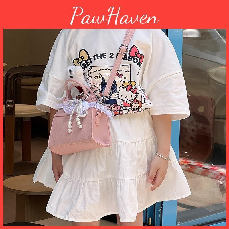 Minimally Design Spliced Children Casual Single Shoulder Square Bag Pendant With