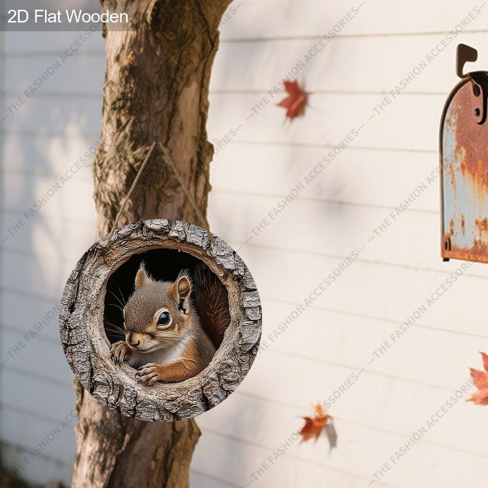 2D Plane Hanging Decorative Signs, Interior Wall or Door Decoration, Garden Decoration, Squirrel Pattern, Interesting Gifts for Family and Friends