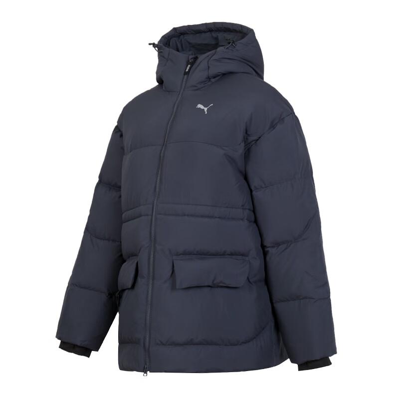 PUMA Solid Color Warm Windproof Hooded Down Jacket Women s Black M