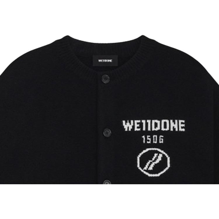 WE11DONE FW26 1506 Logo Button Long Sleeve Knit Sweater Unisex Sweater WD-KC2-26-605-U-BK