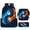 Mochila escolar de grande capacidade com alça de ombro; conjunto de estojo de lápis de três peças para estudante