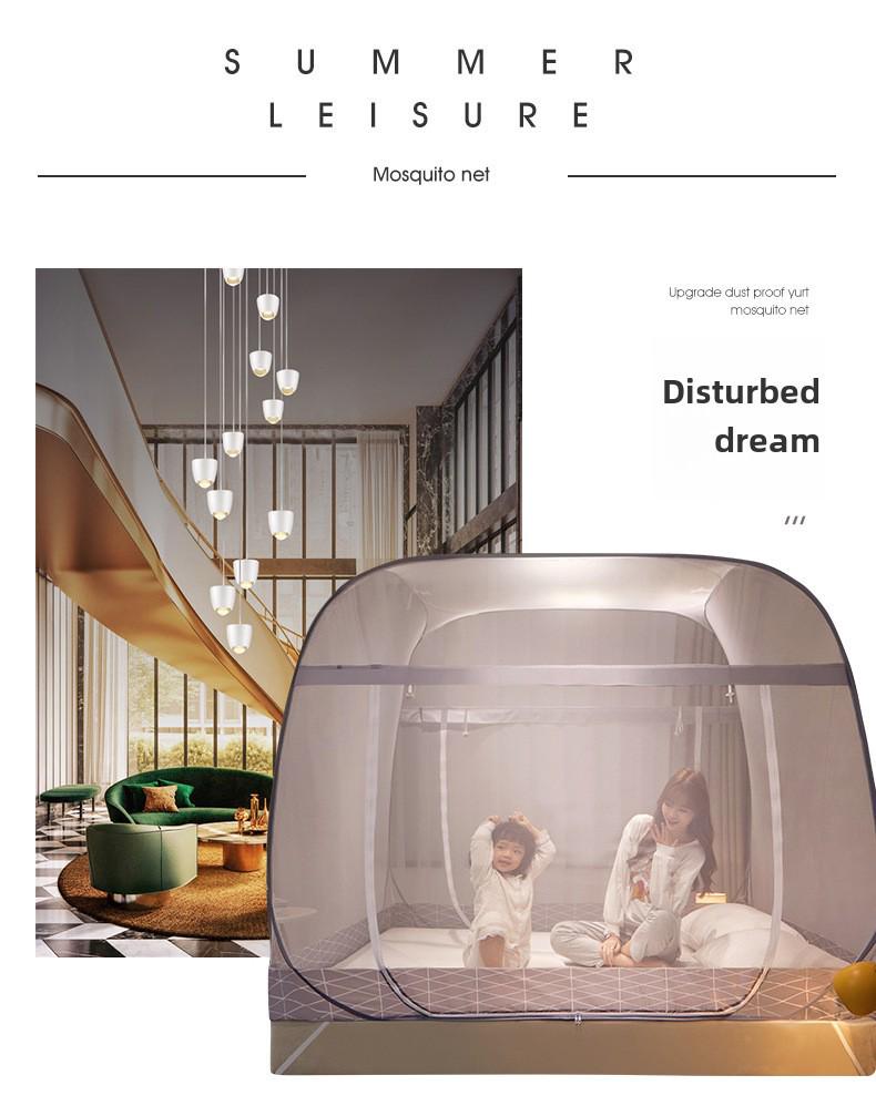 Mongolian Yurt Mosquito Net Tent - Foldable, Free Installation, Mosquito-Proof for Dormitory Bunk Bed with Three Doors