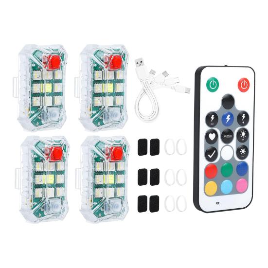 

Беспроводные светодиодные стробоскопы с дистанционным управлением, водонепроницаемые, перезаряжаемые, 500 мАч, высокая яркость, вспышка, автомобильные ночные предупреждающие огни для автомобиля, мотоцикла, велосипеда Four Lights