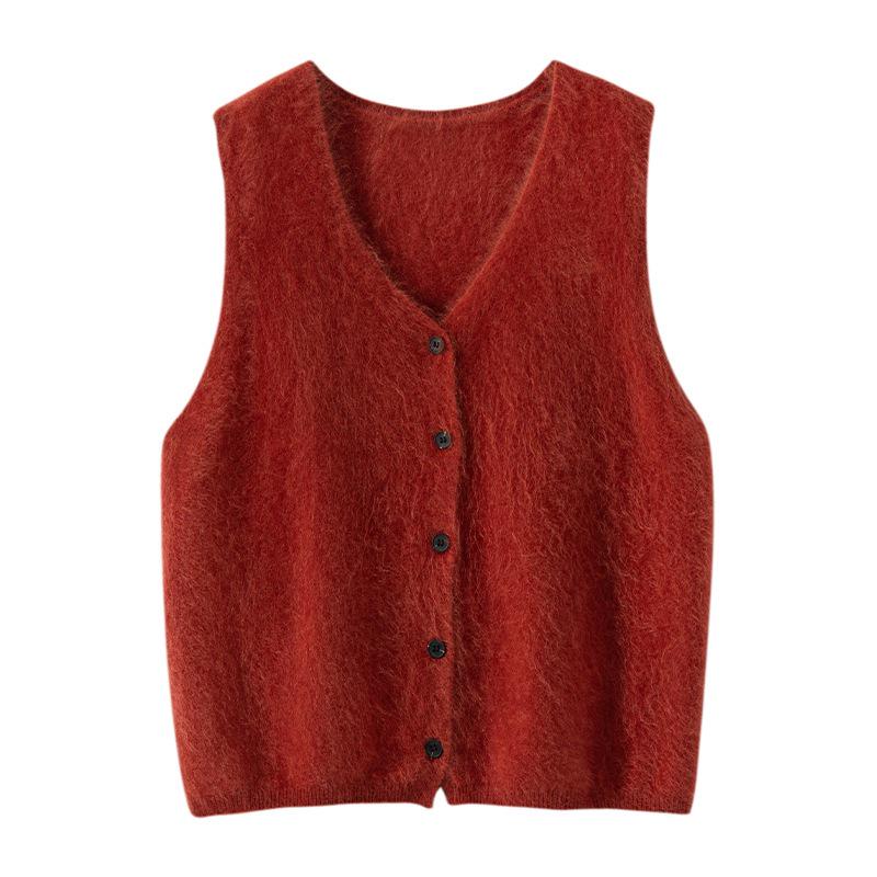 Women's 100% Cashmere Brushed V-Neck Vest Top - Autumn/Winter Layering Essential