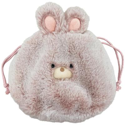 [Stream] Large Drawstring Bag, Drawstring Pouch, Rabbit Design, Fluffy, Small Item Storage, Gusset, Cute, Plush Toy, TY036-F