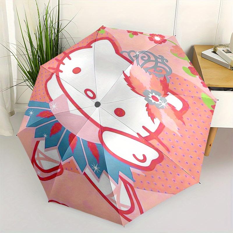 

Hello Kitty,Floral Automatic Folding Umbrella-Simple 8-Rib Design, Bright Cartoon Pattern, Durable Iron Frame, Suitable For Travel, Outdoor,