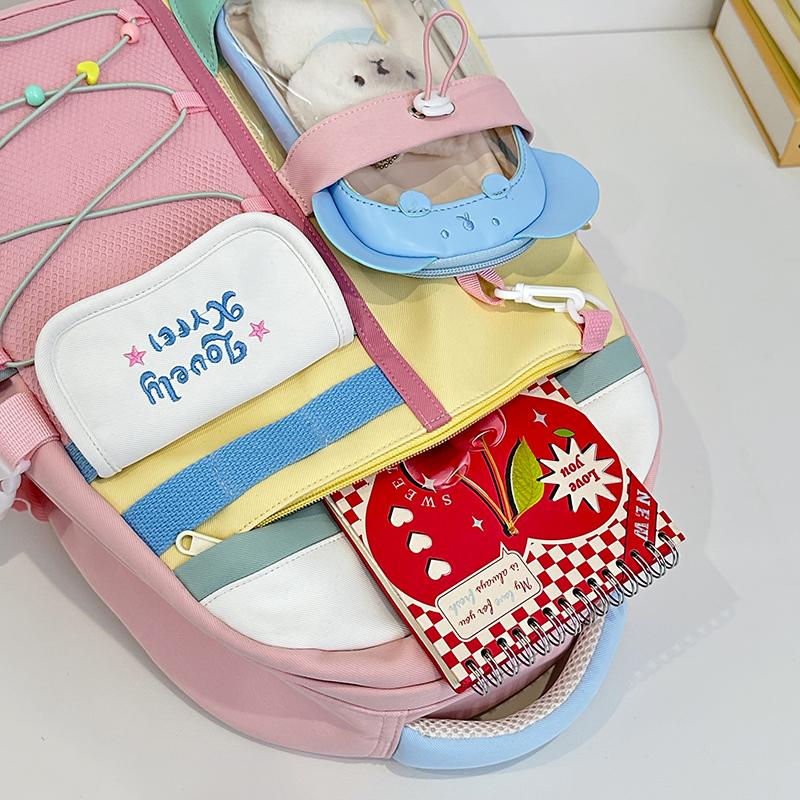 Contrast Color Women's Backpack Large Capacity Student Schoolbag