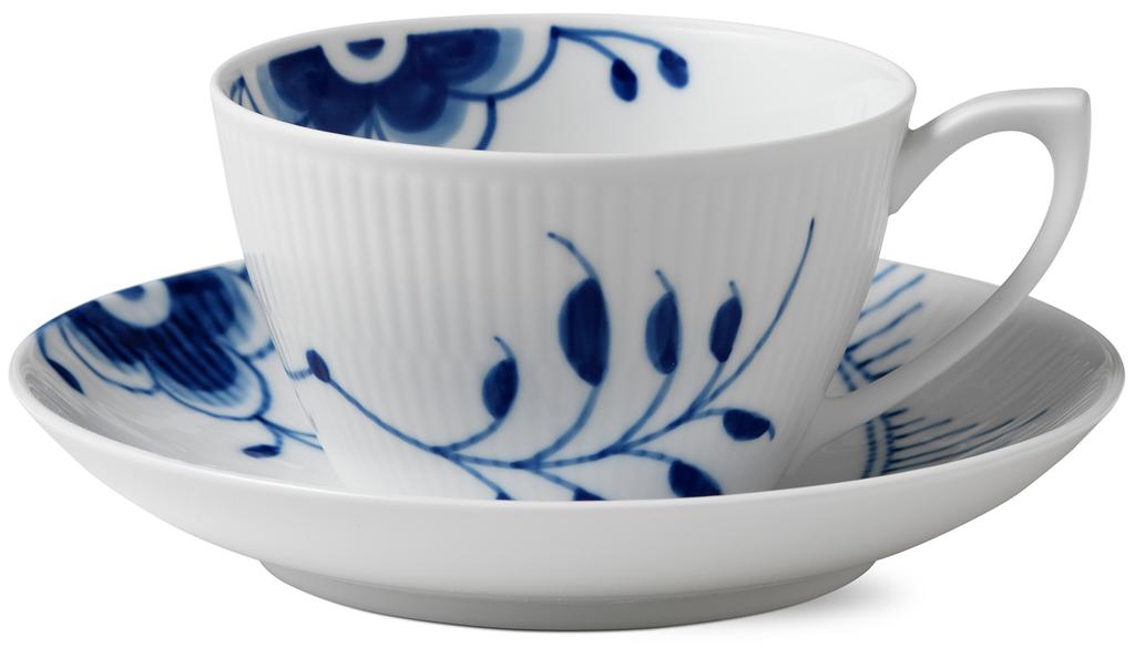 [Authentic Import] Royal Copenhagen Blue Fluted Mega Cup & Saucer 280ml 1017335 White - Wedding Gift