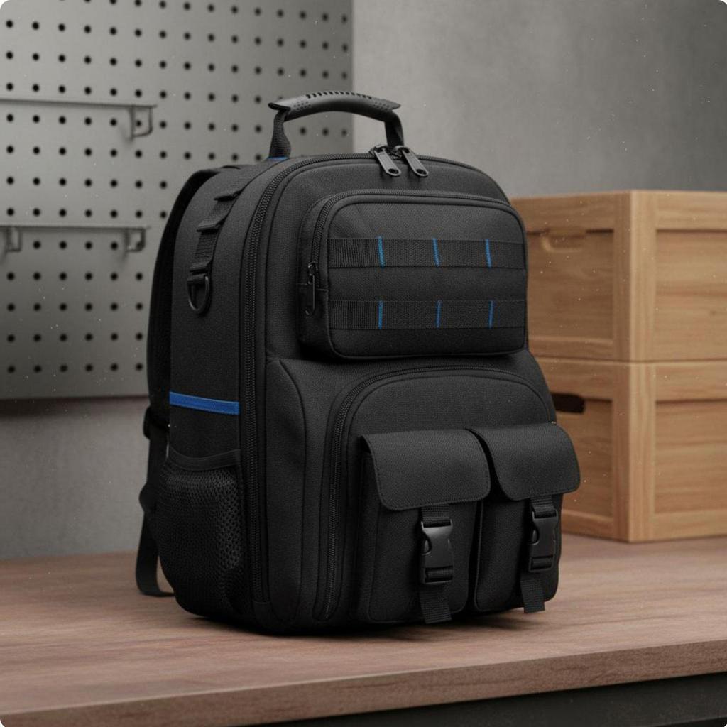 Heavy Duty Tool Backpack Removable Insert Organizer Large Capacity for Electricians,