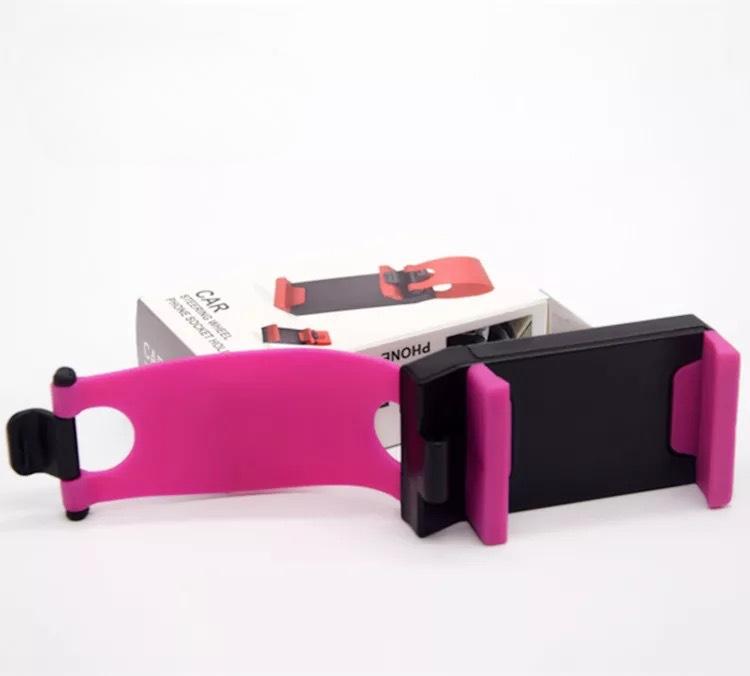 

Универсальный держатель для телефона в автомобиль, пластиковое крепление на руль, подставка-держатель для мобильного телефона, крепление-клипса для велосипеда, прочный и простой в использовании розовый