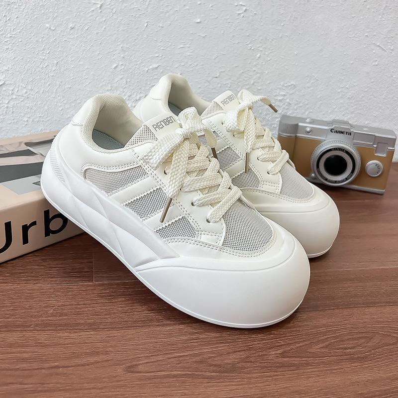 

Fashion bread shoes women s 2025 new spring and summer trend breathable mesh shoes light and versatile cute platform white shoes 35