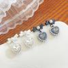 Alloy Heart Pendant Studs Earrings Cute Butterfly Clip Earwears for Daily Wear