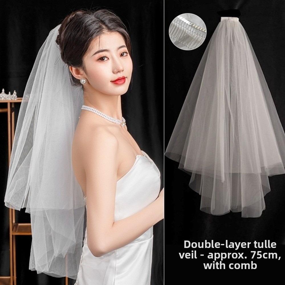 Bow Wedding Veil Pearl Accessories Women's Tulle New Bridal Veil  Bridal Photoshoot