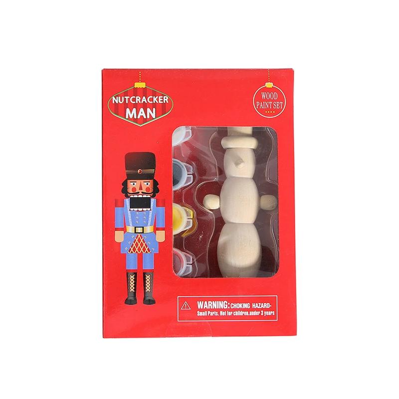 6Pcs/Set Wooden Nutcracker Diy Puppets Doll Toy Christmas Pendant Ornament Holiday Figurines Gift