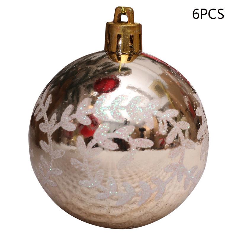 6Pcs 6cm Plastic Ball Christmas Tree Decor Willow Vine Pattern Painted Ball Festival Hanging Ornament