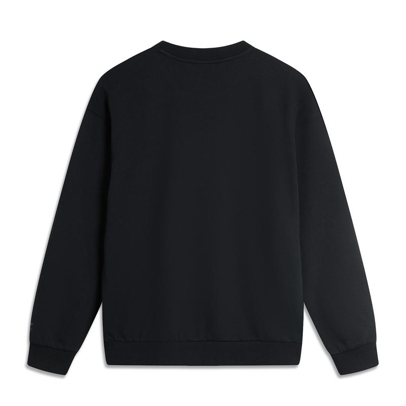 Li-Ning Plain Logo Round Neck Pullover Sweatshirt Unisex sweatshirt Black AWDU793-4