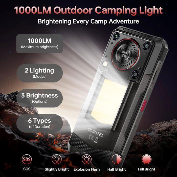 Smartphone Robuste 5G OUKITEL WP56 6.8" 36GO+512GO 16000mAh 128dB Haut-Parleur Telephone Portable Incassable Dual SIM/NFC Rouge