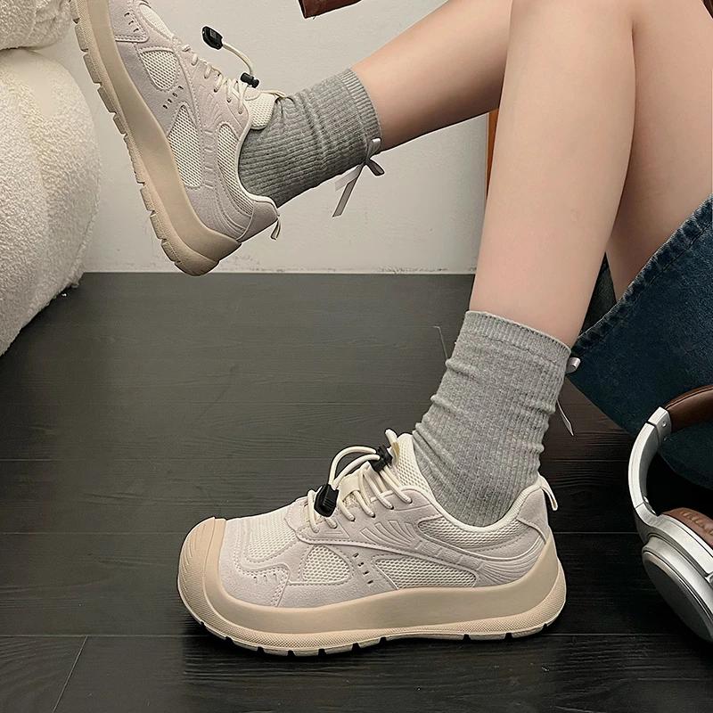 Ugly and Cute Big Toe Shoes 2024 New Autumn Thick Sole Height Increasing Retro Multifunctional Casual Sports Board Shoes