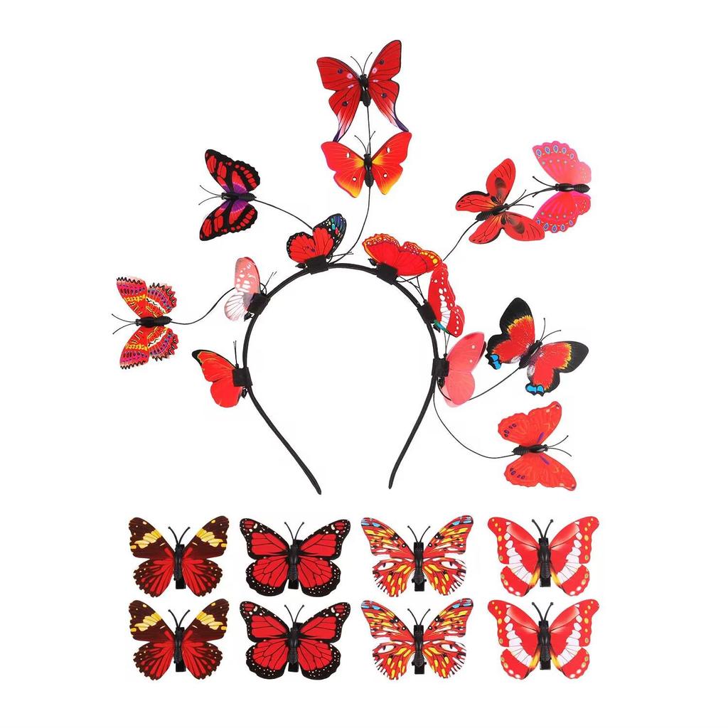 Elegant Korean-Style Bridal Floral Wreath Butterfly Headband