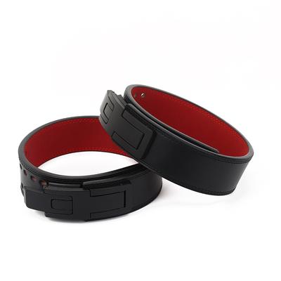 Ceinture d'haltérophilie de force et de remise en forme, ceinture de protection noire pure + ceinture de protection de taille en cuir de vache + équipement de protection sportive