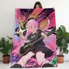 Anime Rock Girl Pattern Flannel Printed Blanket Suitable for All Seasons Suitable for Living Room Office Sofa and Travel
